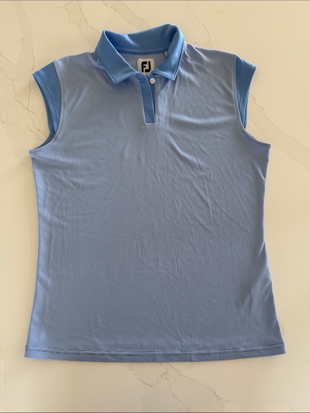 FootJoy Sky Blue Sleeveless Golf Polo with Contrast Collar